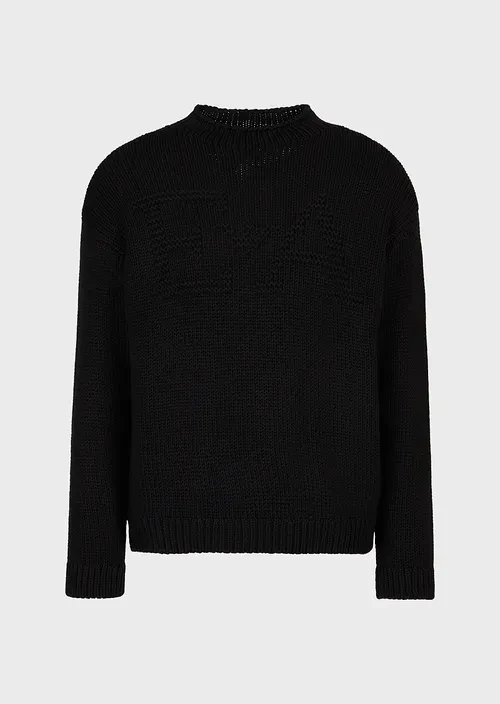 Wool-blend jumper with links-stitch EA logo