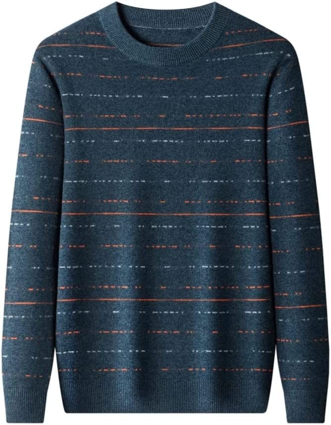 Men's Sweater, Round Neck Striped Sweater Autumn and Winter (Color : A, Size : XXL Code)