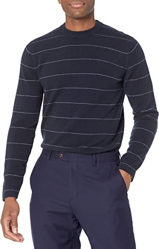 Vince Men's Boiled Cashmere Stripe Long Sleeve Crew