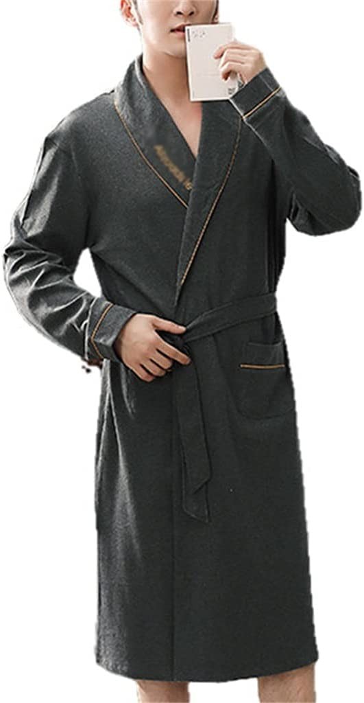 bathrobe Men's Bathrobe Autumn and Winter Warm Pajamas Thick Embroidery V-neck Soft Bathrobe Casual Home Wear