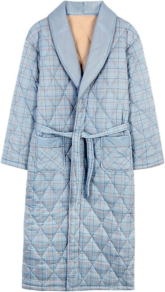 CZDYUF Bathrobe Men's Autumn and Winter Pajamas Men's Loose and Warm Plus Size Pajamas Home Service