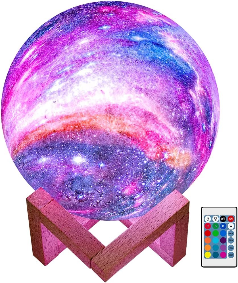 BRIGHTWORLD Moon Lamp Galaxy Lamp 5.9 inch 16 Colors LED 3D Moon Light Lava Lamp, Remote