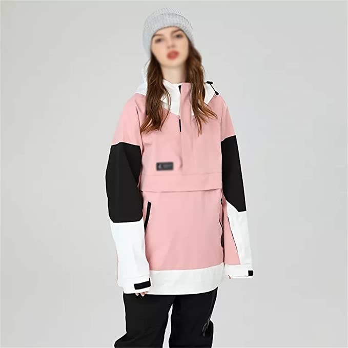 LIUZH Ski Jacket Women's Sports Snowboard Jacket Winter Sweater Hooded Color Matching ski top Snow Jacket Clothes
