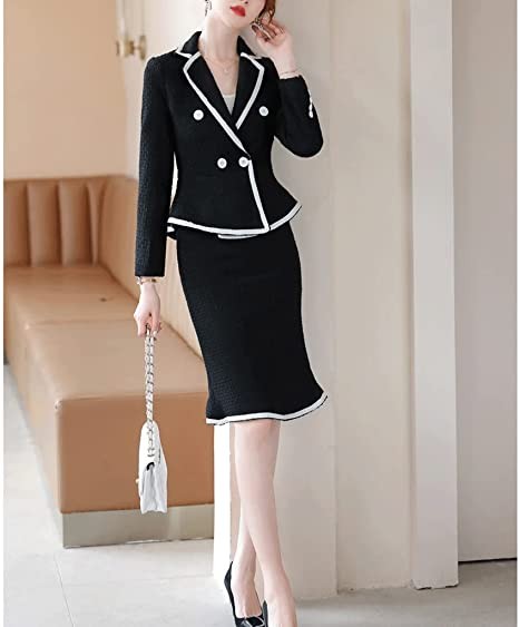 Autumn and Winter Formal Women's Business Suit with Skirt and Jacket Coat Professional Blazer