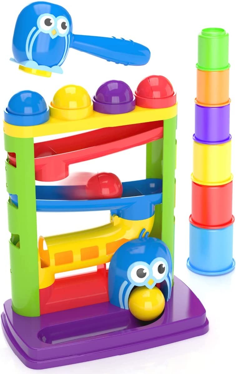 MindSprout Pound a Ball Toy for Toddlers   6 Stacking Cups for 1 Year Old Boy