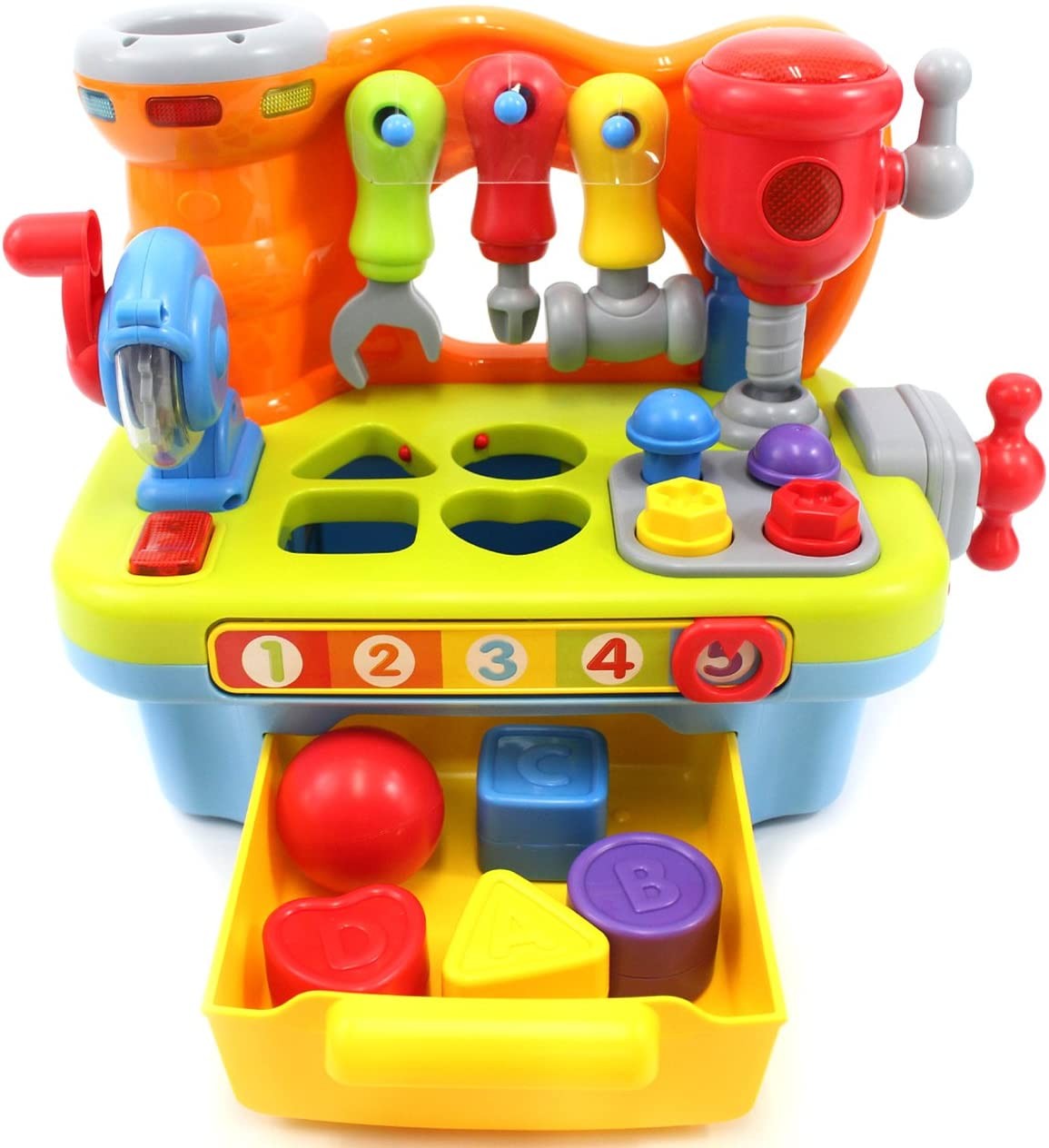 CifToys Musical Learning Workbench Toy for Kids Construction Work Bench Building Tools with Sound Effects