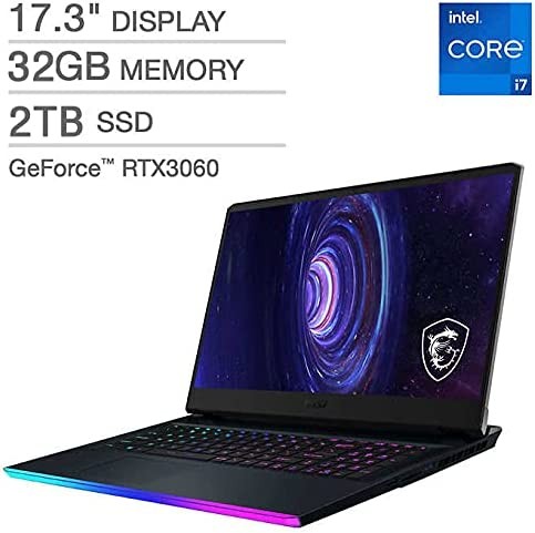MSI GE76 Raider Gaming Laptop Intel Core i7-11800H, GeForce RTX 3060, 17.3" FHD 144HZ, 32GB RAM2TB NVMe SSD, Wi-Fi6, Windows 10