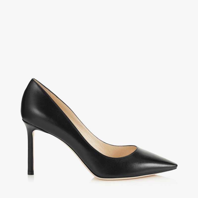 Black Kid Leather Pointy Toe Pumps