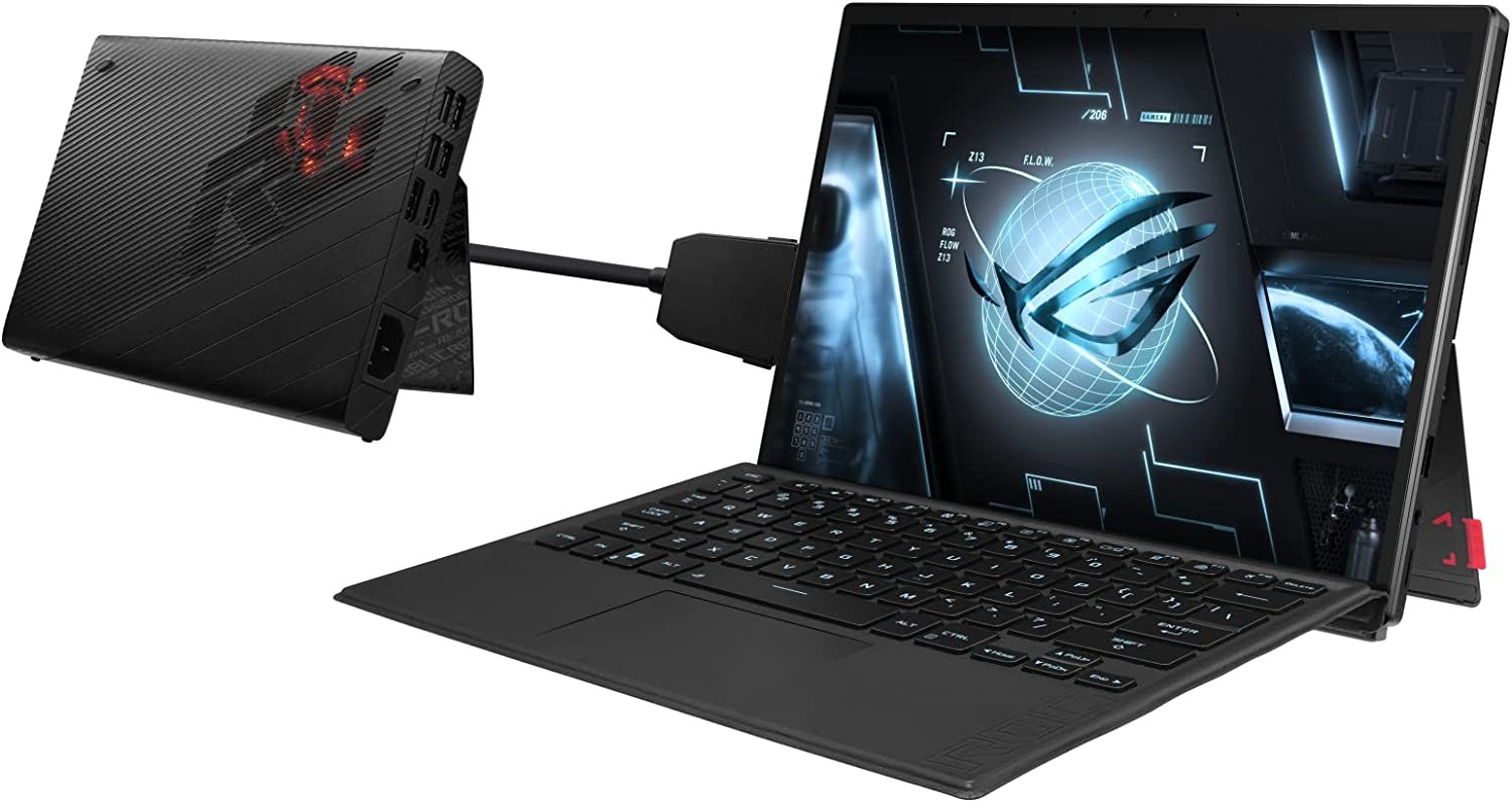 ASUS ROG Flow Z13 Gaming Tablet, 13.4” 4K Display, RTX 3050 Ti, 12th Gen Intel Core i9, 16GB RAM, 1TB SSD, XG Mobile Dock (RTX 3080), Detachable RGB Keyboard, Stylus, Win11, GZ301ZE-XS94-B