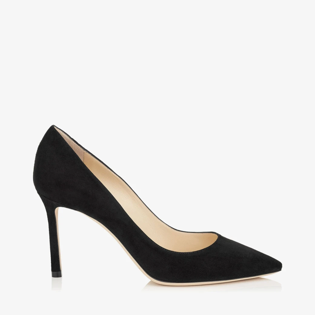 Black Suede Pointed Pumps