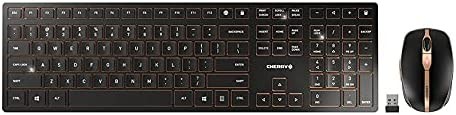 CHERRY DW 9100 Slim Wireless Keyboard and Mouse Set Combo Rechargeable with SX Scissor Mechanism, Silent keystroke Quiet Typing with Thin Design for Work or Home Office. (Black