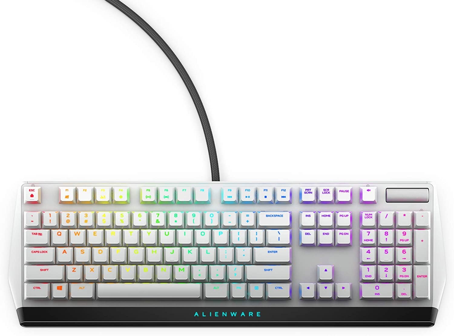Alienware New Low-Profile RGB Gaming Keyboard AW510K Light, Alienfx Per Key RGB Lighting, Media Controls and USB Passthrough, Cherry MX Low Profile Red Switches, Lunar Light