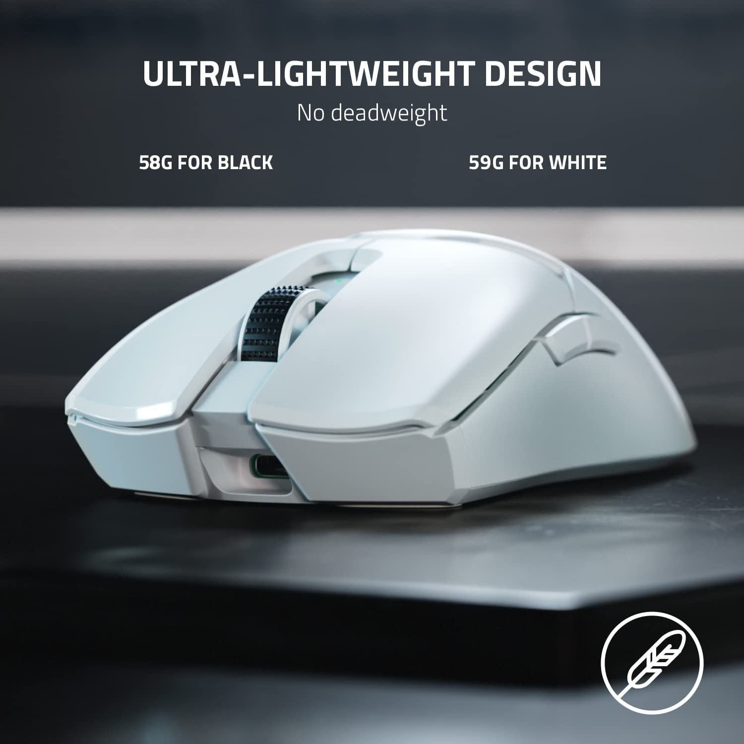 Razer Viper V2 Pro HyperSpeed Wireless Gaming Mouse: 59g Ultra-Lightweight - Optical Switches Gen-3 - 30K Optical Sensor - On-Mouse DPI Controls - 80hr Battery - USB Type C Cable Included - White