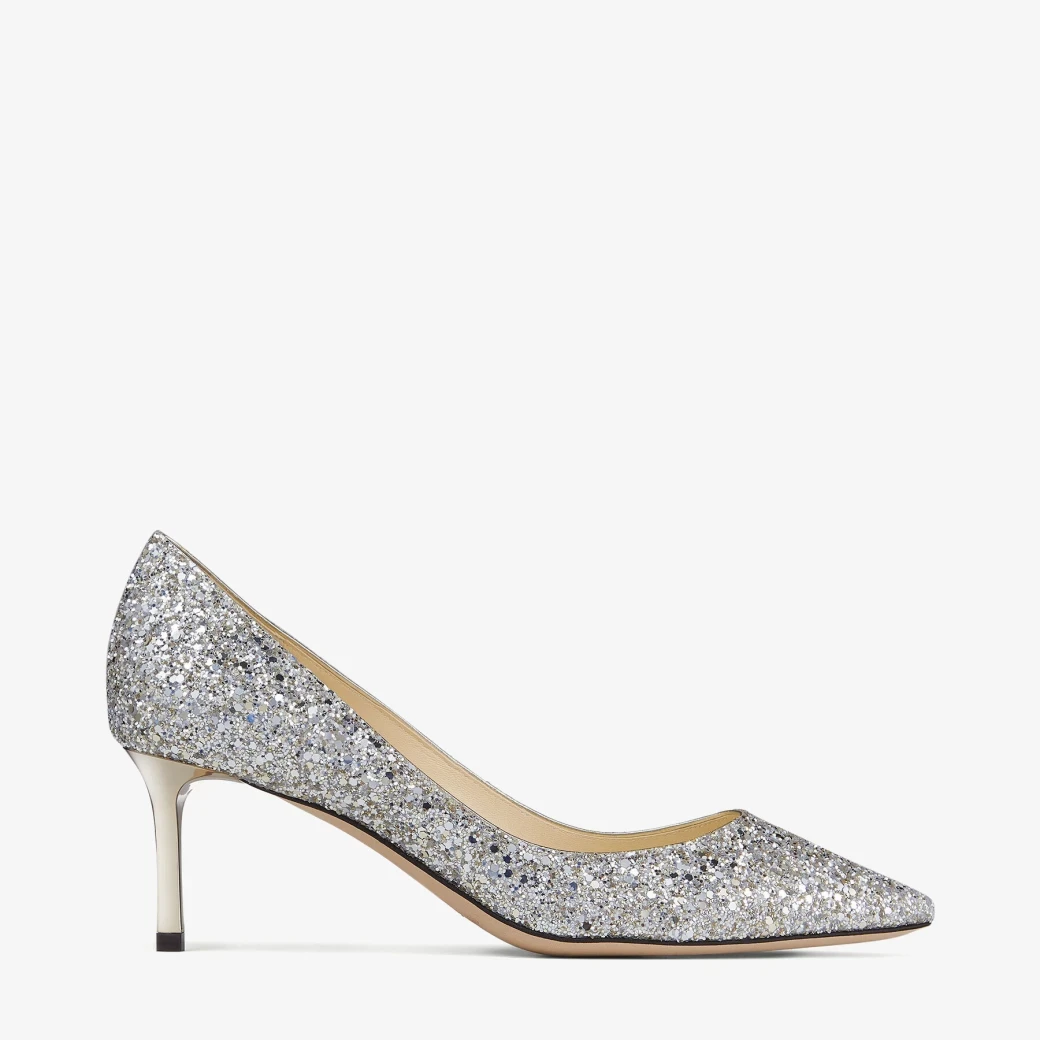 Champagne Coarse Glitter Fabric Pointed Pumps