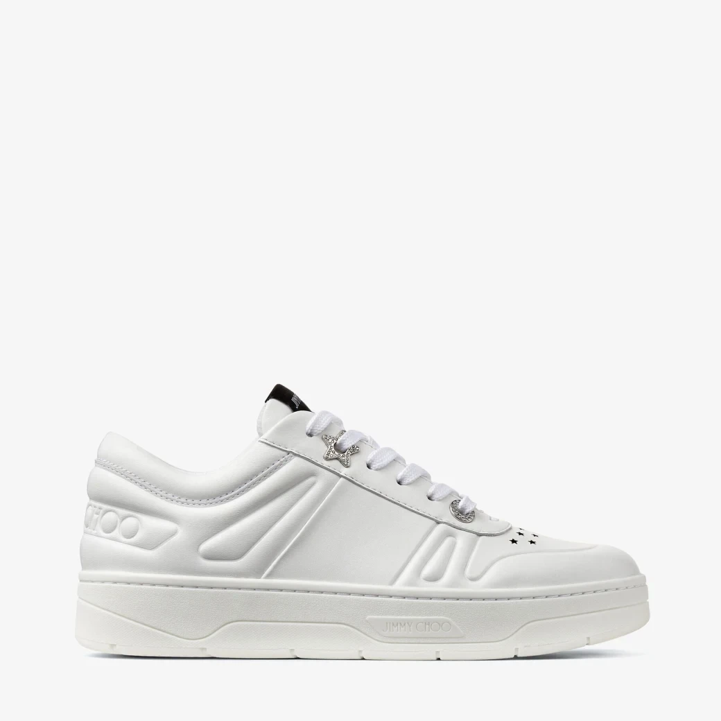 White Calf Leather Lace Up Trainers