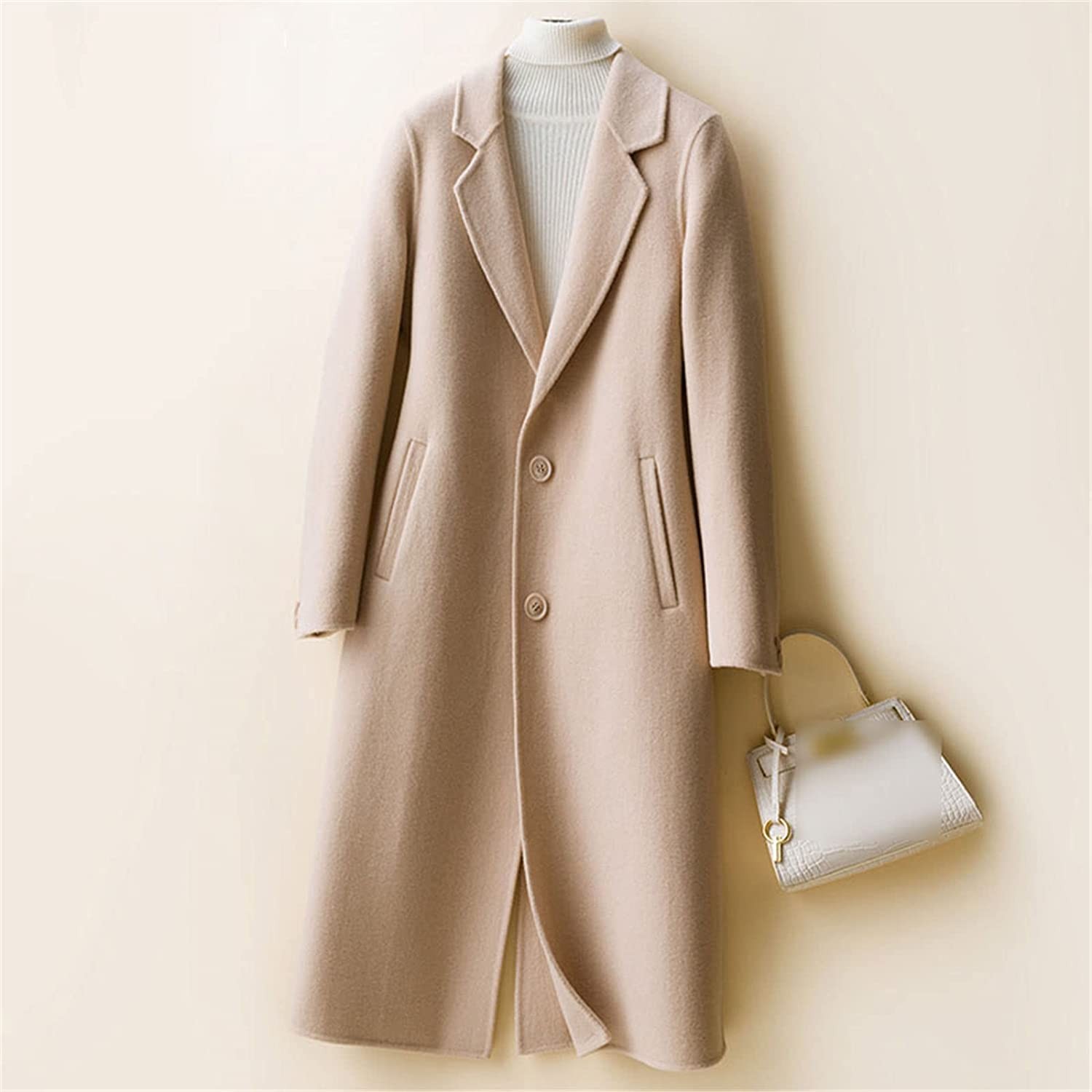 100% Wool Fashion Women Cashmere Double Sided Long Coat Casual Coat