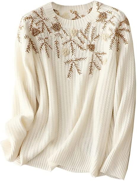 HangErFeng Cashmere Sweater Women's Hand Crochet Autumn Winter Thicken Knit Cable