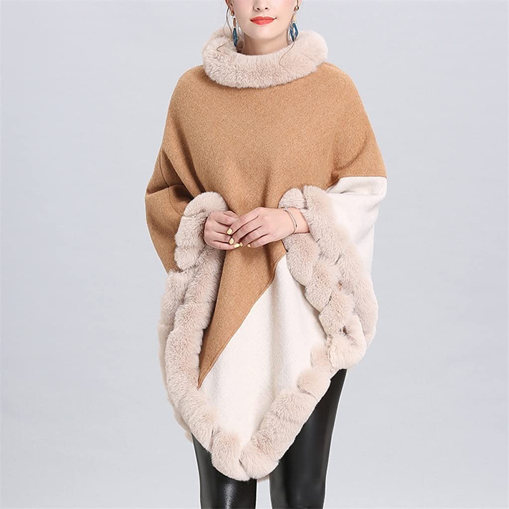 YCZDG Autumn Winter Women Plus Size Triangle Sweaters Shawl Knitted Poncho Cape Loose Pullovers