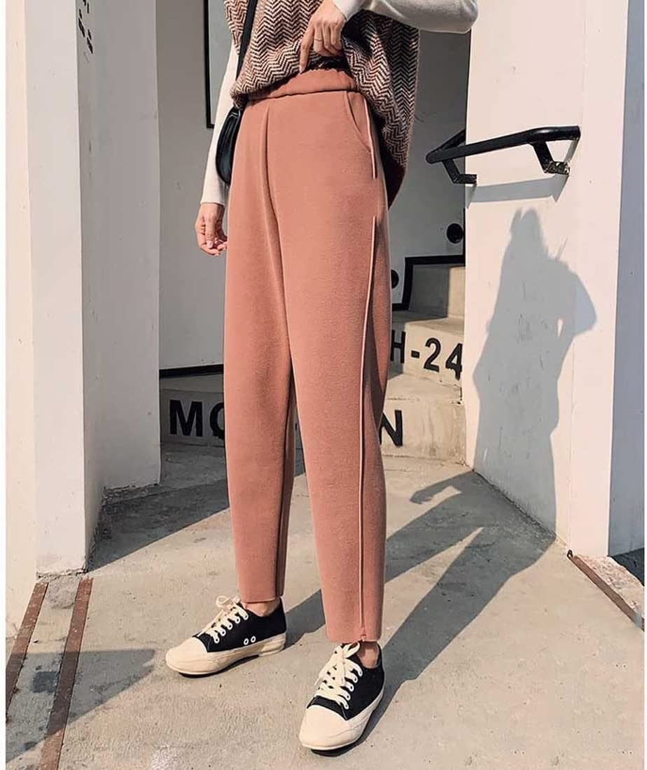 FSYSM Woolen Women Winter Pants Thick Warm Vintage Autumn Thicken Feleece Trousers Harem Pants Women Velvet Pants