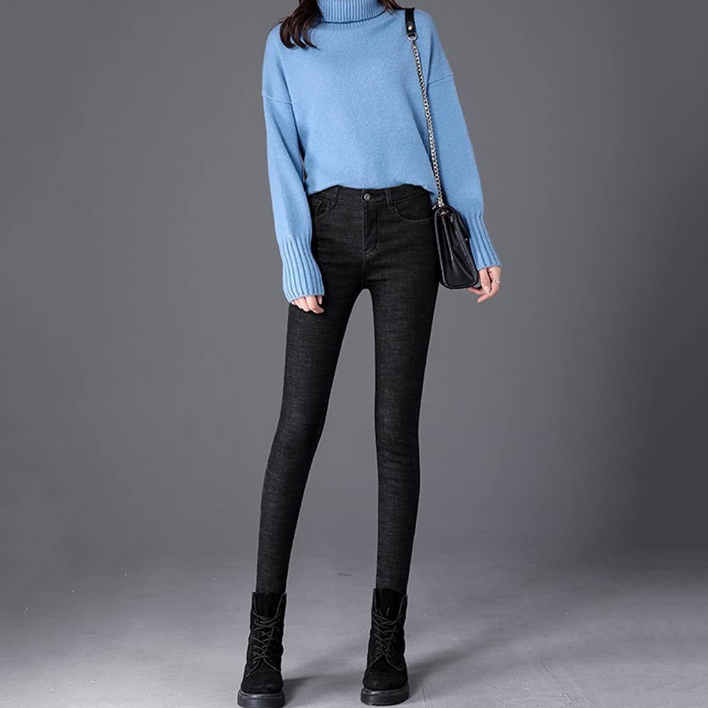 TWDYC Thick Winter Warm Skinny Jeans for Women Female High Waist Velvet Denim Pants Streetwear Stretch Trousers Plus Size