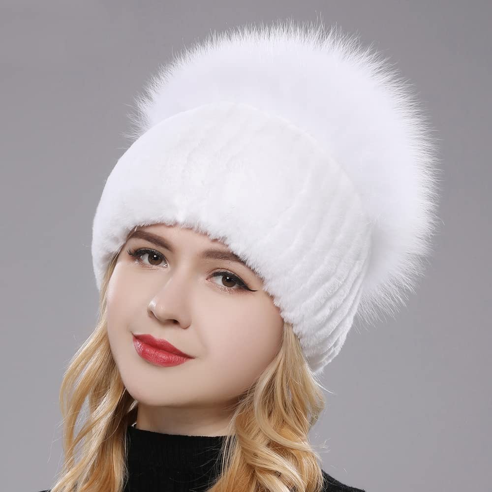 HEAITHpool Russia Style Women Beanies Hat Girls Natural Cap Knit Winter Hats