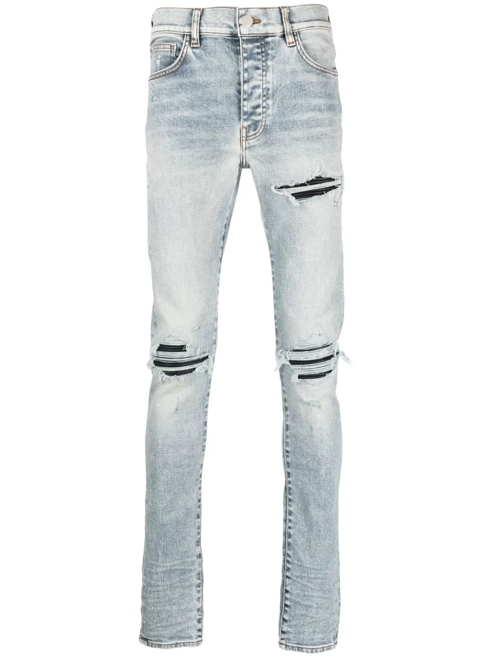 distressed slim-fit jeans