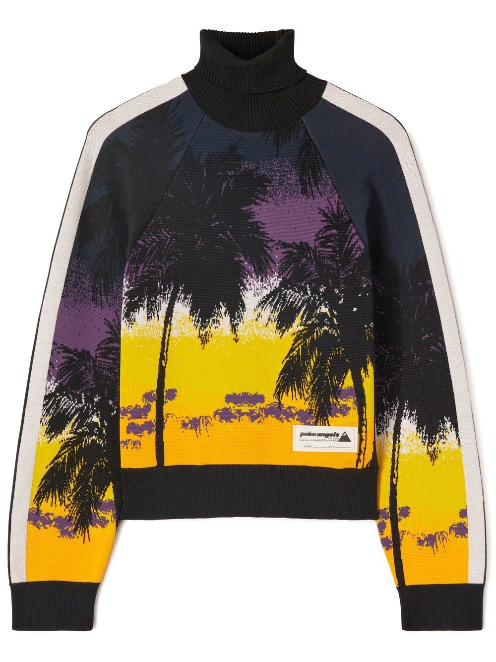 Palm Sunset-print roll-neck jumper