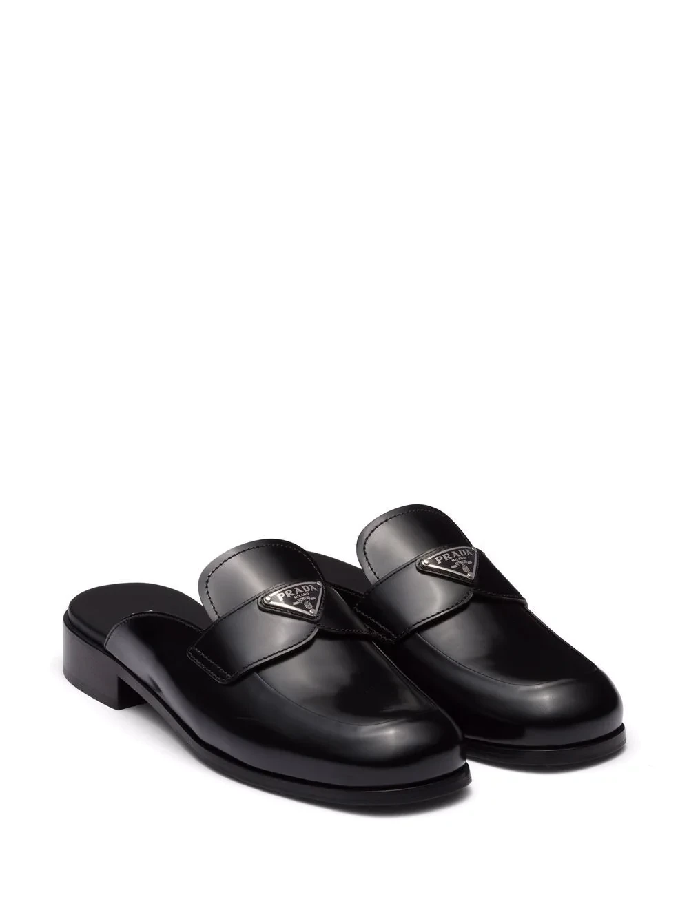 logo-plaque leather mules