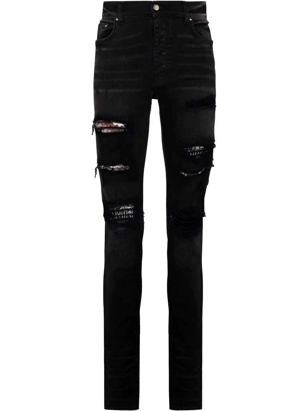 Hibiscus art patch skinny jeans