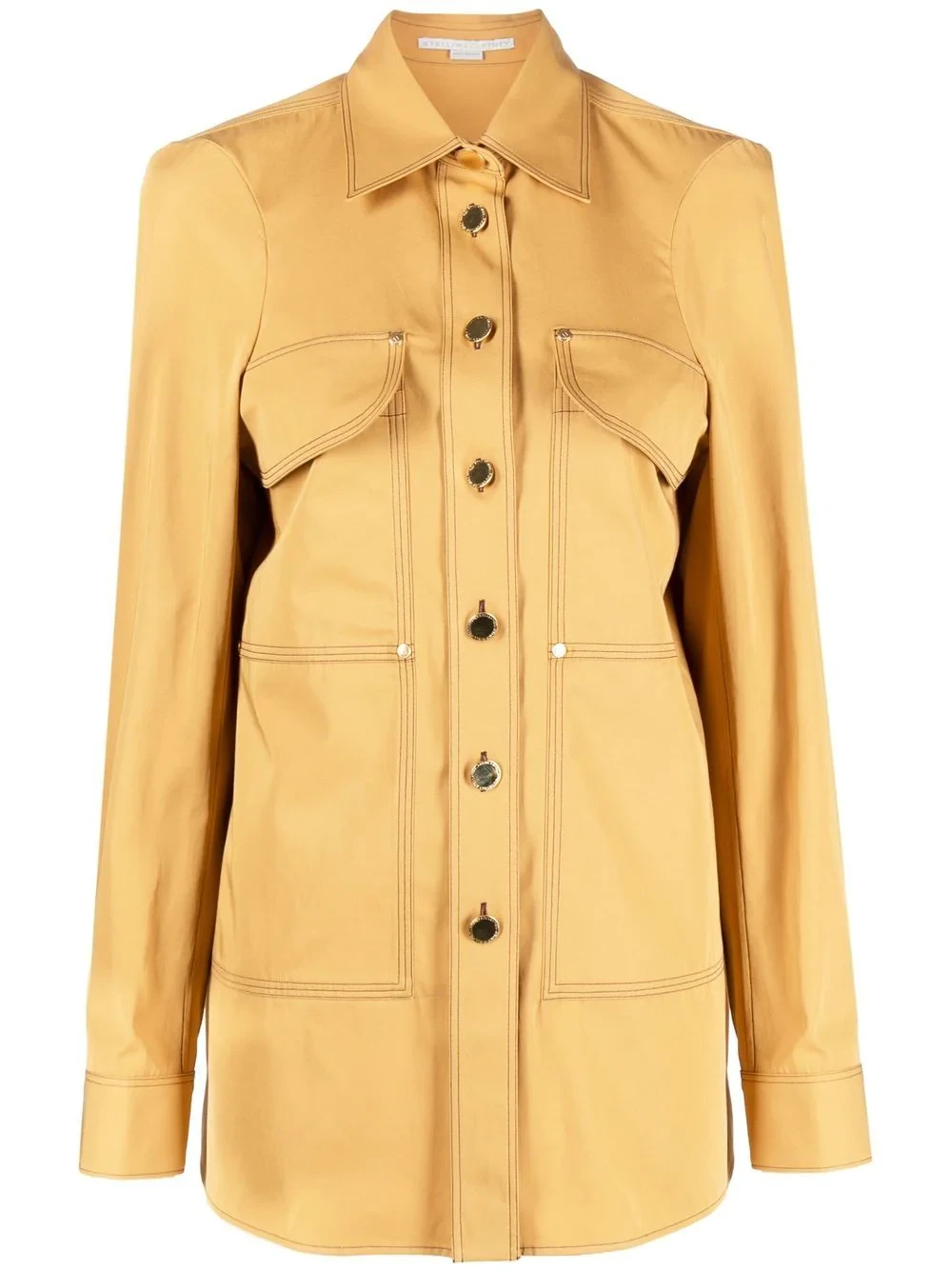 panelled cotton overshirt