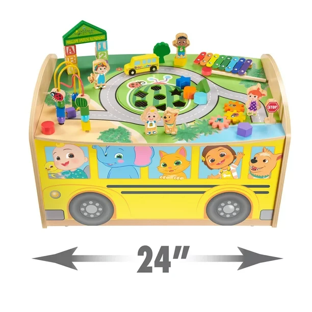 CoComelon Wheels on the Bus Wooden Activity Table, Kids Toys for Ages 18 month