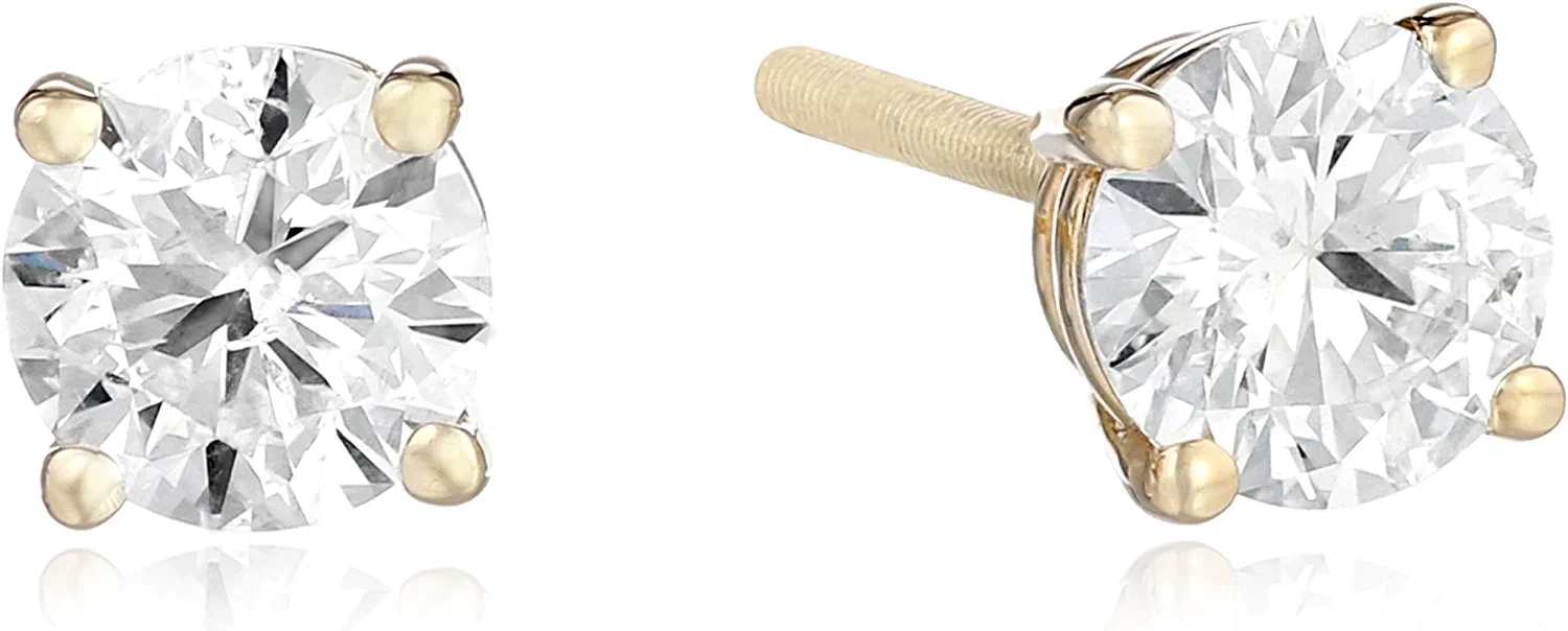 Collection IGI-Certified 14k Yellow Gold Round-Cut Diamond Stud Earrings (3/4 cttw, H-I Color, I1 Clarity)