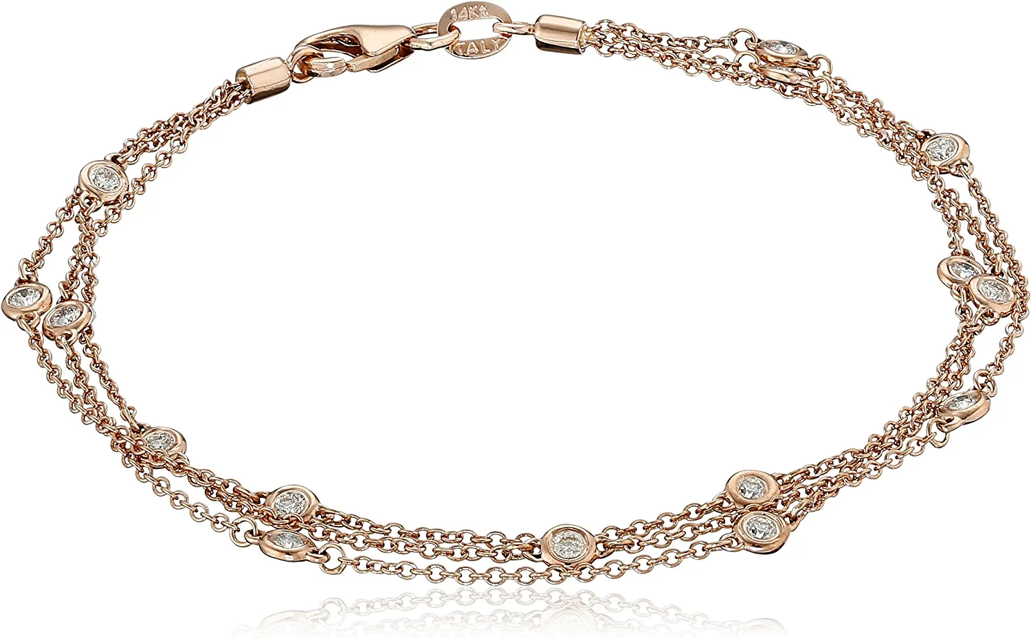 Collection 14k Gold Floating Diamond Strand Bracelet (1/2 cttw, K-L Color, I1-I2 Clarity), 7"
