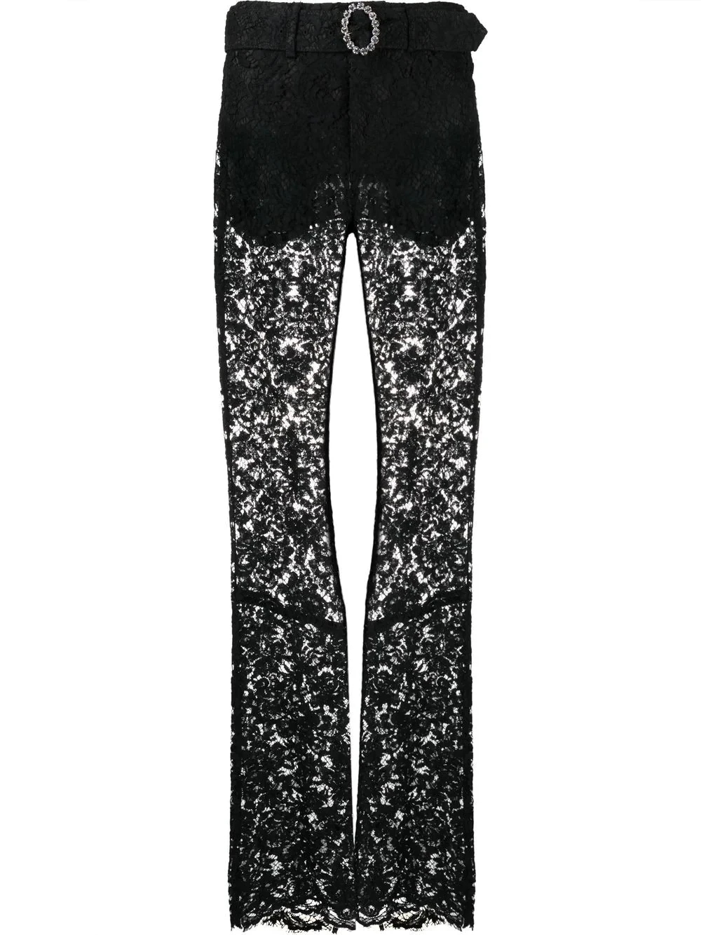 crystal-embellished lace trousers