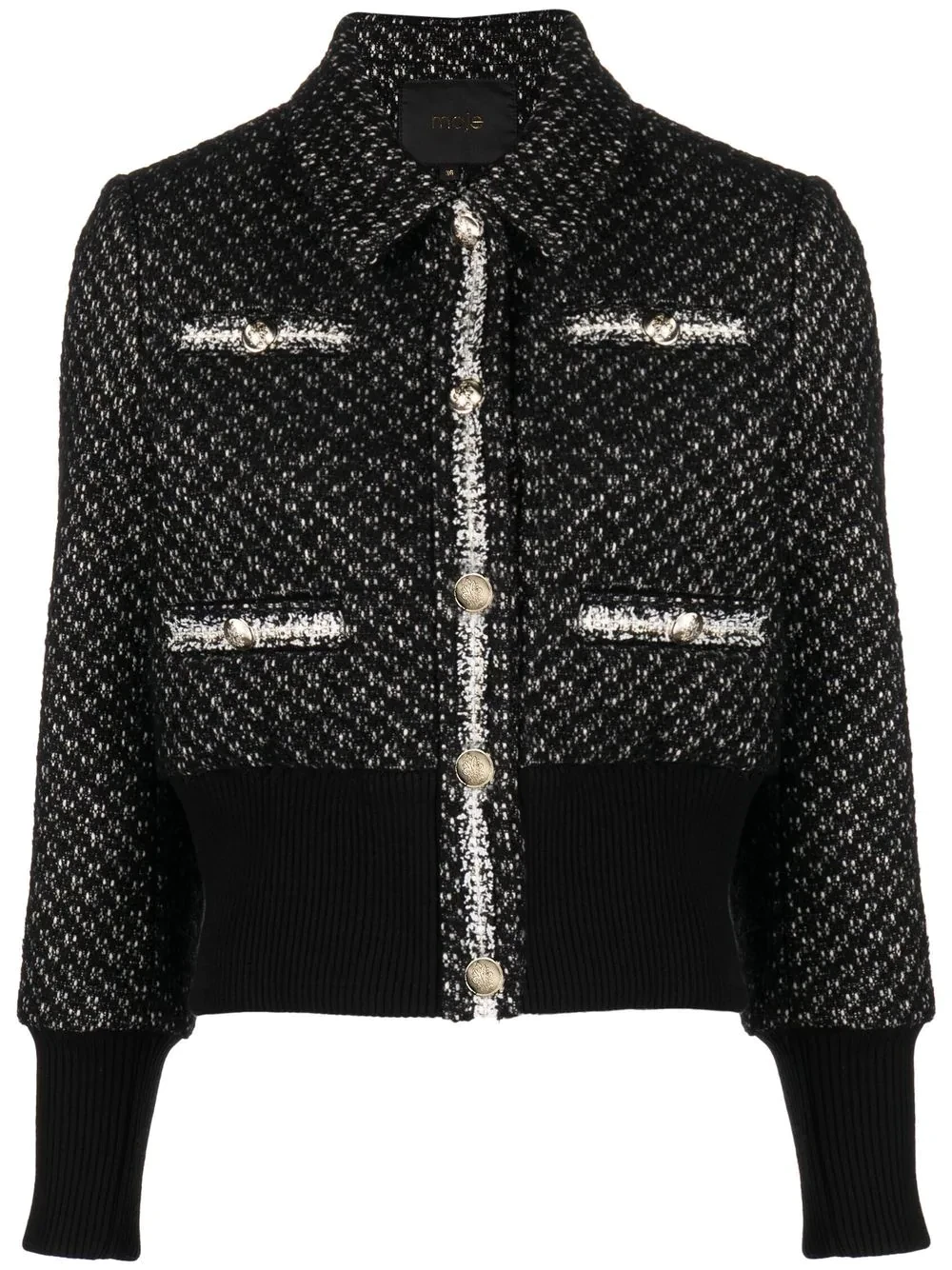 contrast-trim tweed jacket