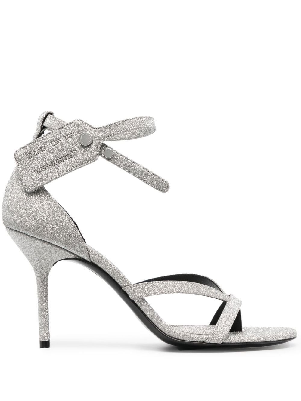 zip-tie glittered leather sandals
