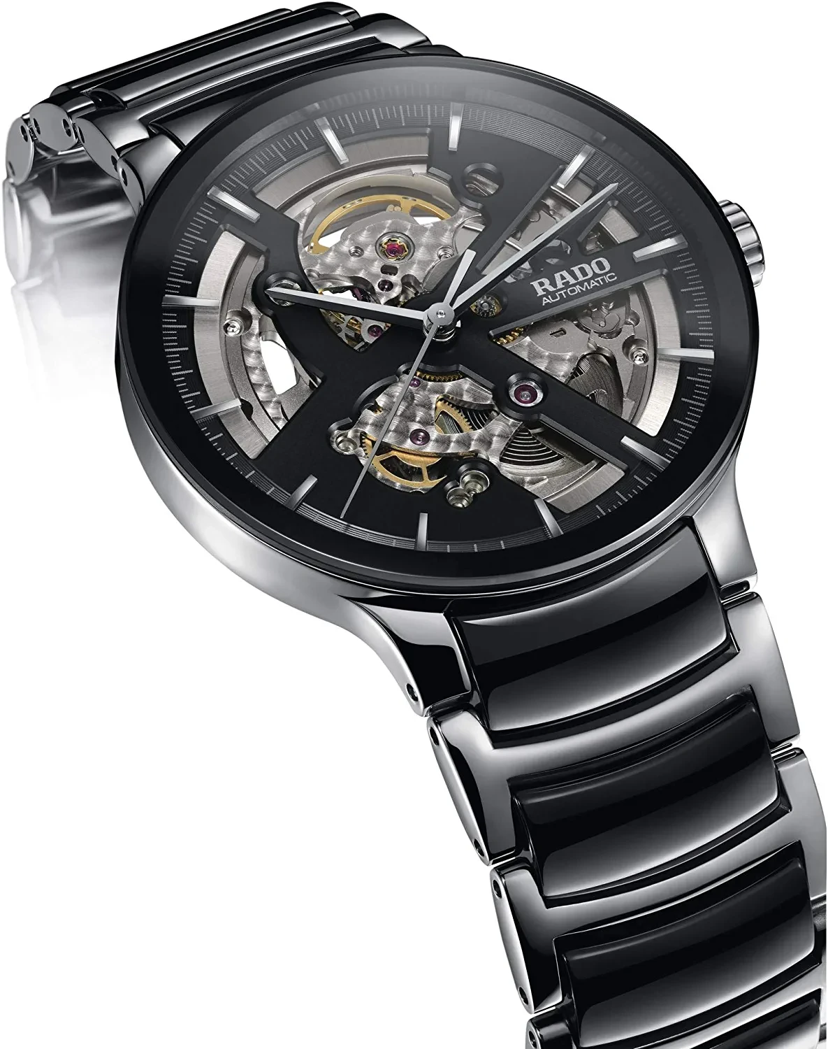 Rado Men's Centrix Open Heart Swiss Automatic Watch, Black/Stainless (R30178152)