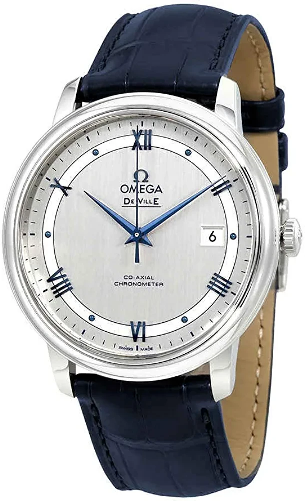 Omega De Ville Automatic Co-Axial Chronometer Blue Leather Strap 424.13.40.20.02.003