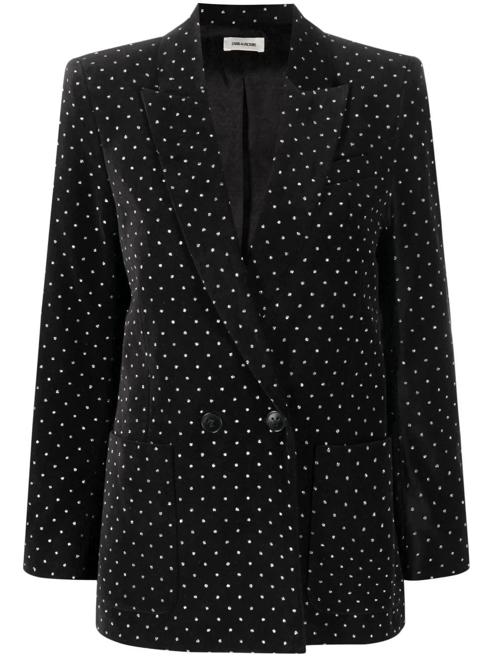 crystal-embellished double-breasted blazer