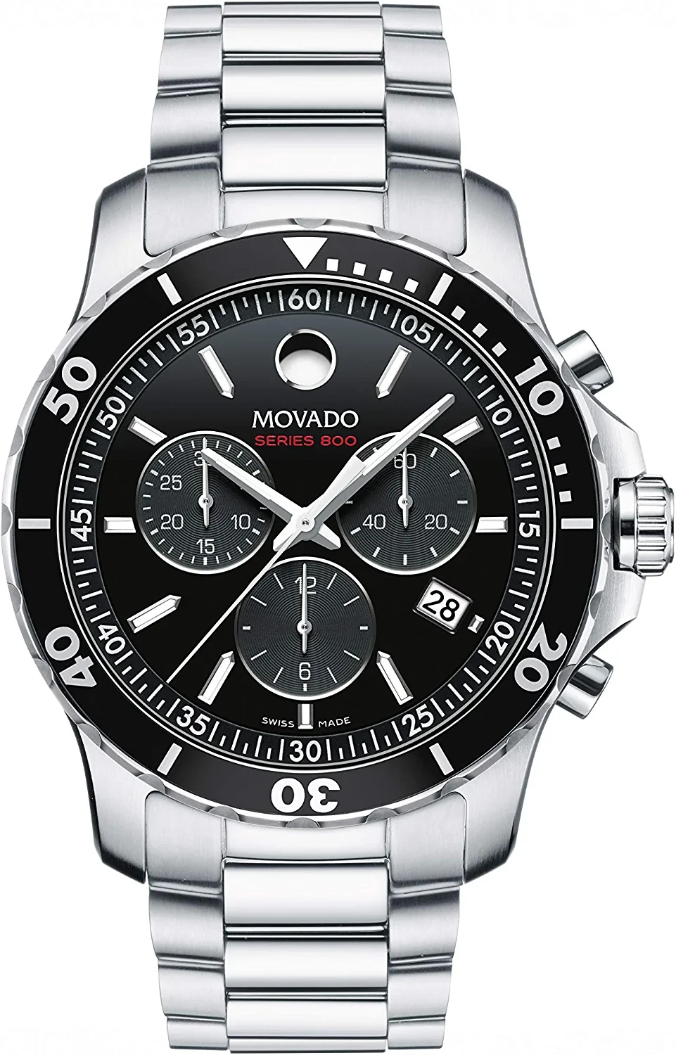Movado Men's Series 800 Sport Chrongraph Watch with Printed Index Dial, Black/Silver/Grey 2600142