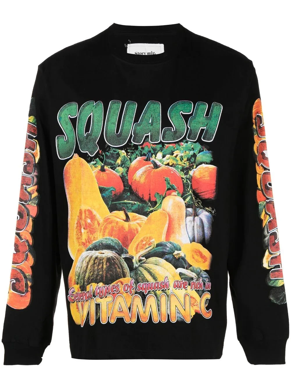 pumpkin-print long-sleeve T-shirt