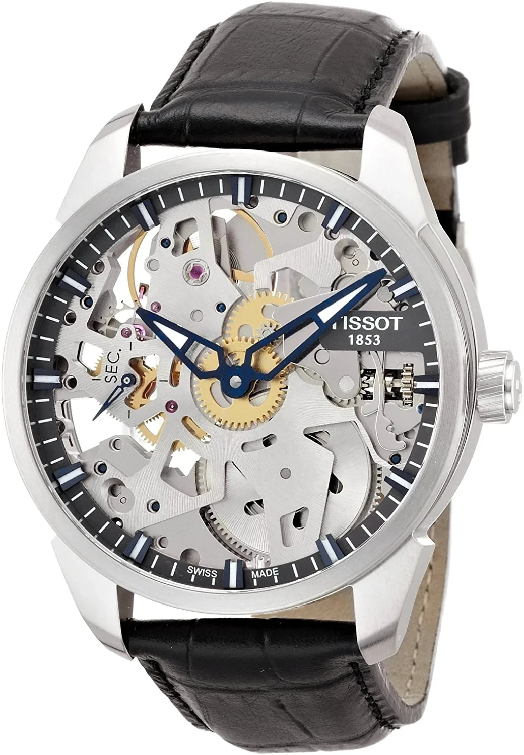 Tissot Men's T0704051641100 T-Complication Squelette Analog Display Swiss Mechanical Hand Wind Brushed Stainless Steel watch