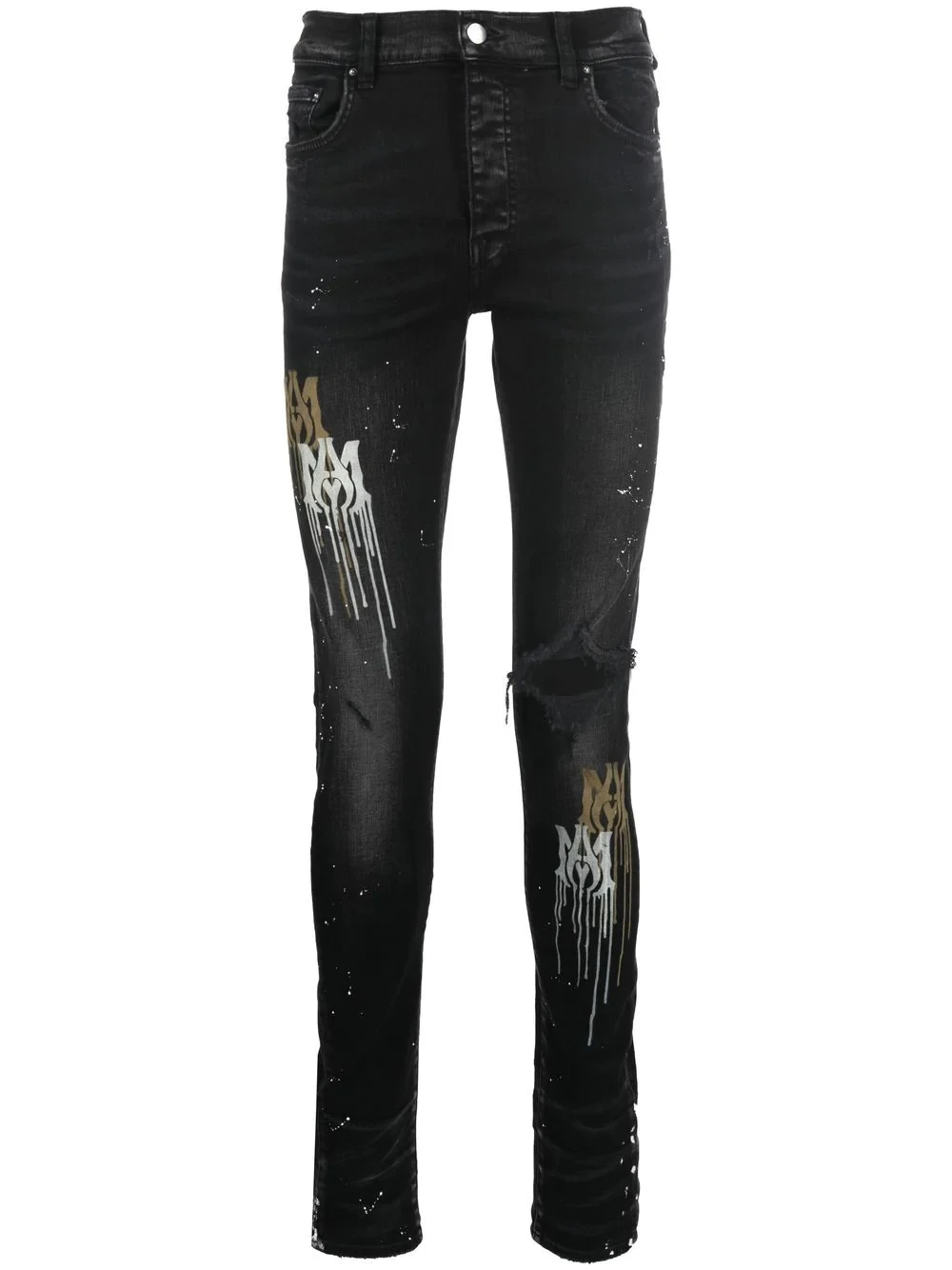 paint splatter-blend skinny-cut jeans