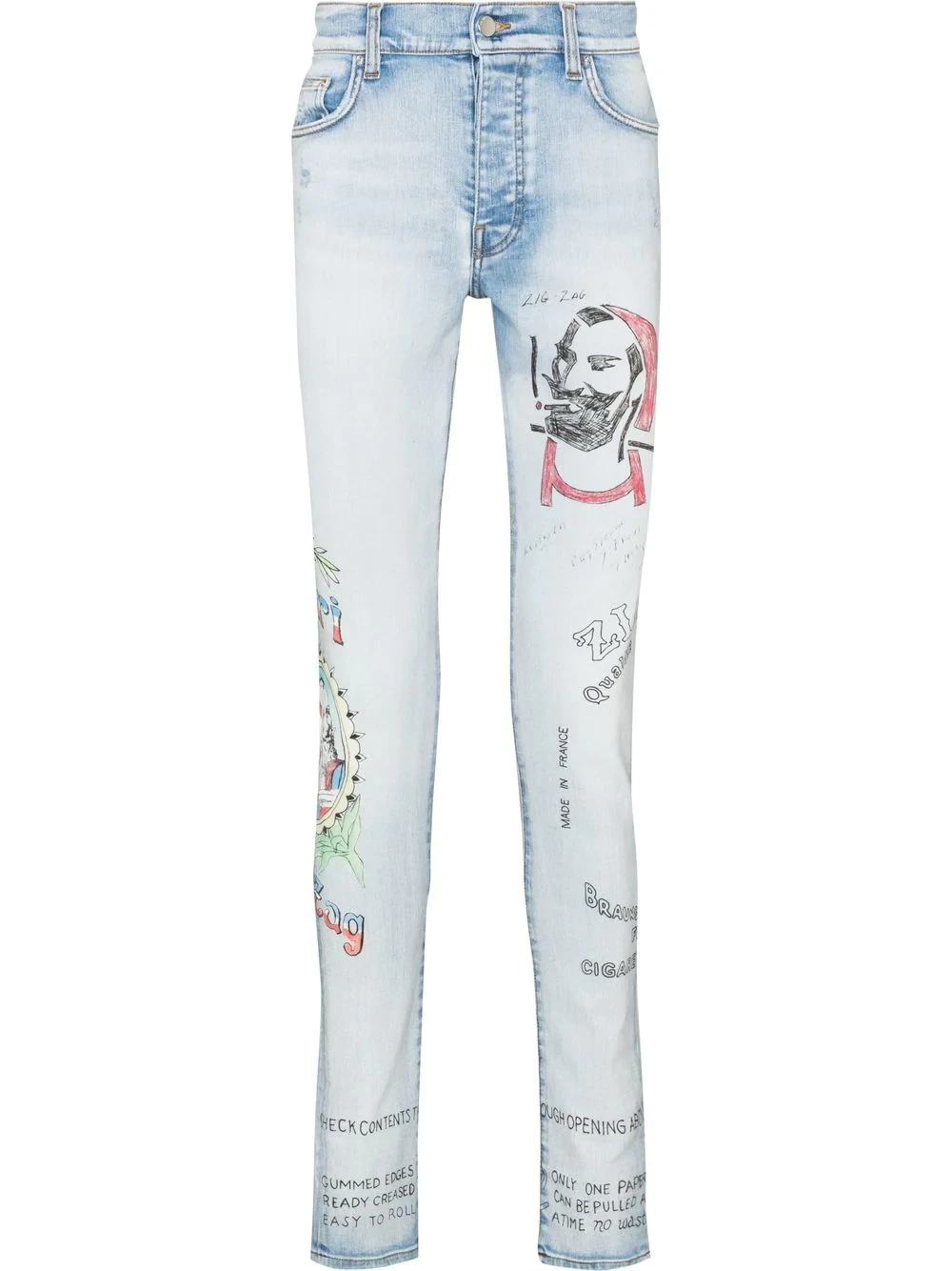 x Zig Zag motif-print skinny jeans