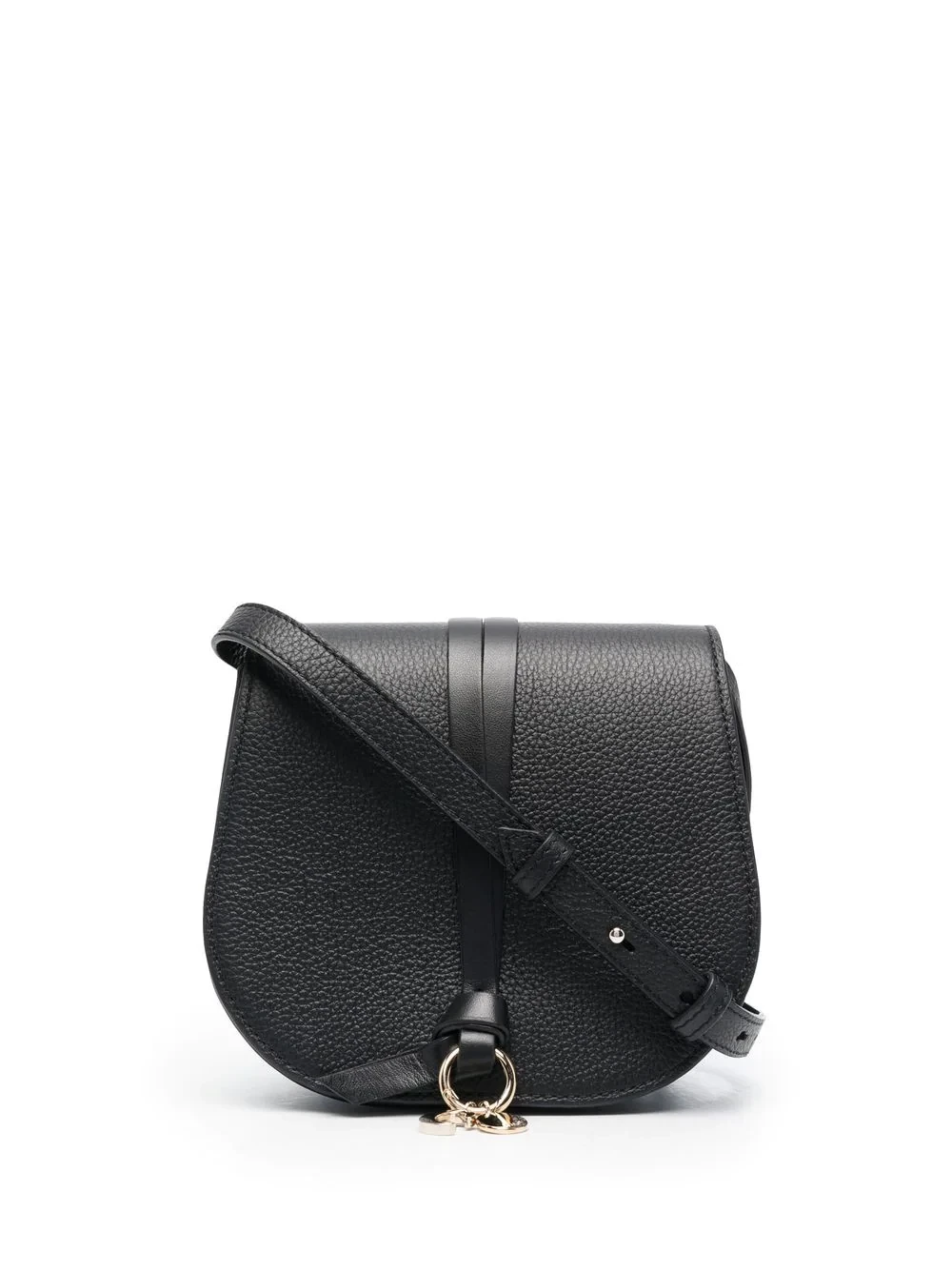 grained-leather curved crossbody bag