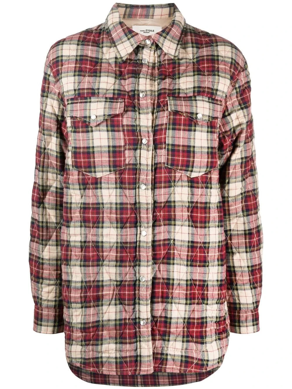 quilted plaid-print overshirt