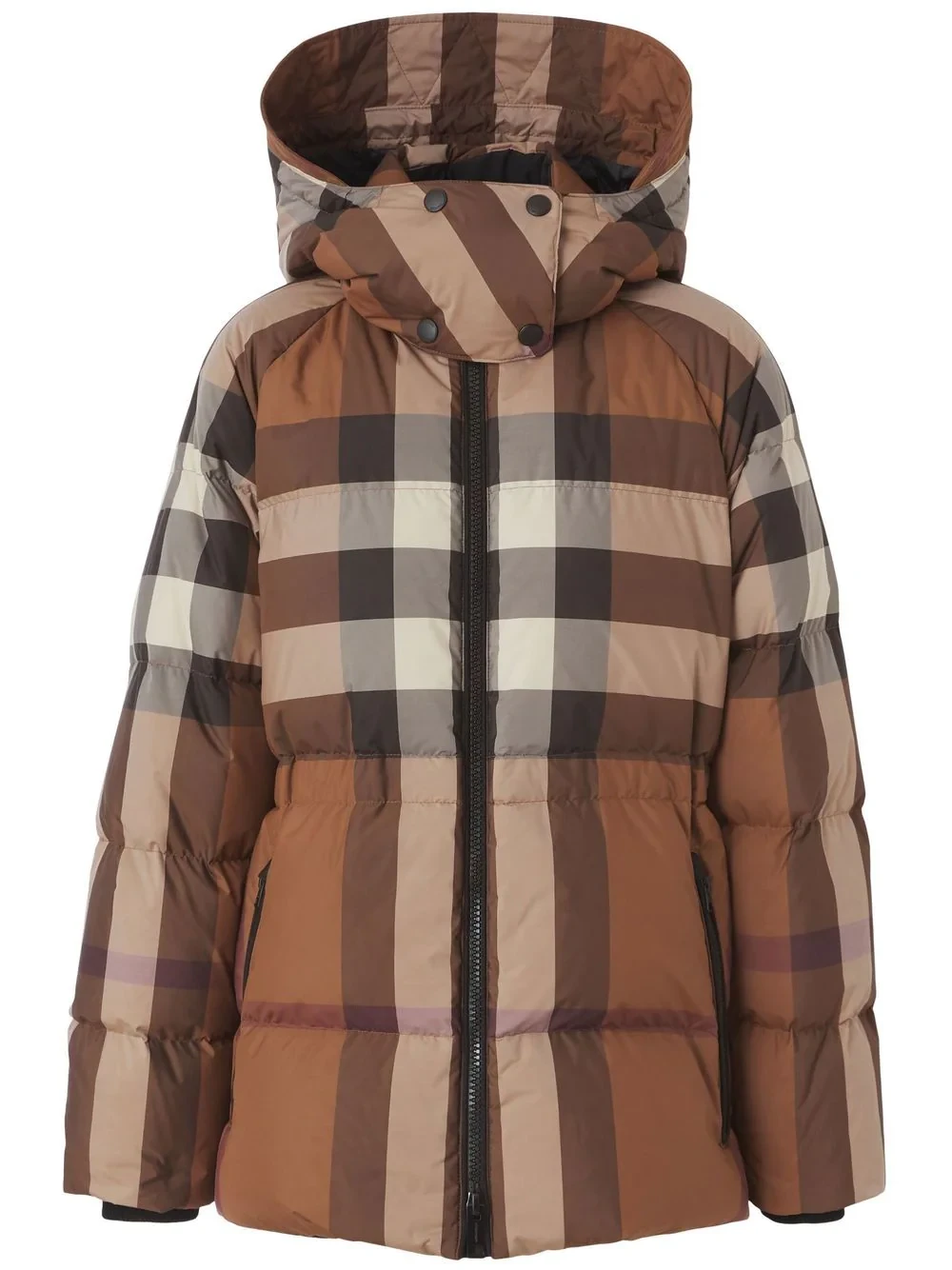 Vintage Check-print hooded puffer jacket