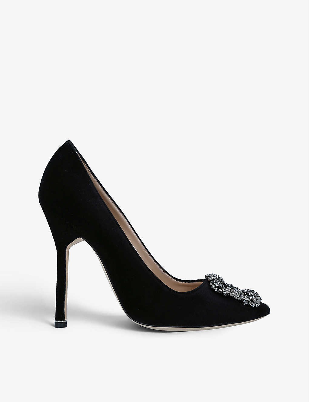 Hangisi crystal-embellished velvet heeled courts