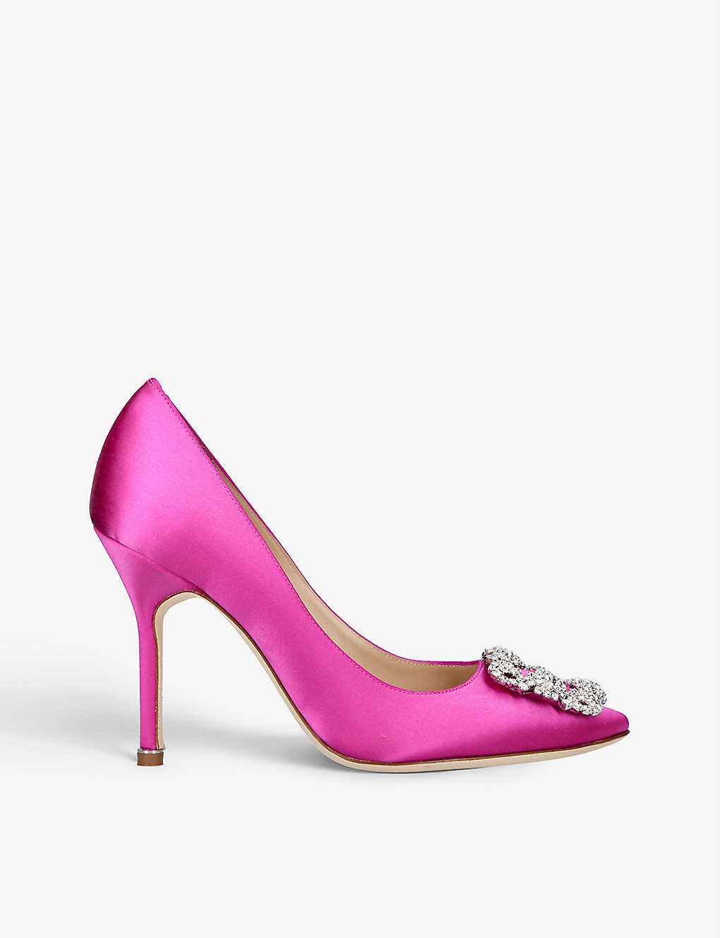 Hangisi crystal-embellished satin heeled courts
