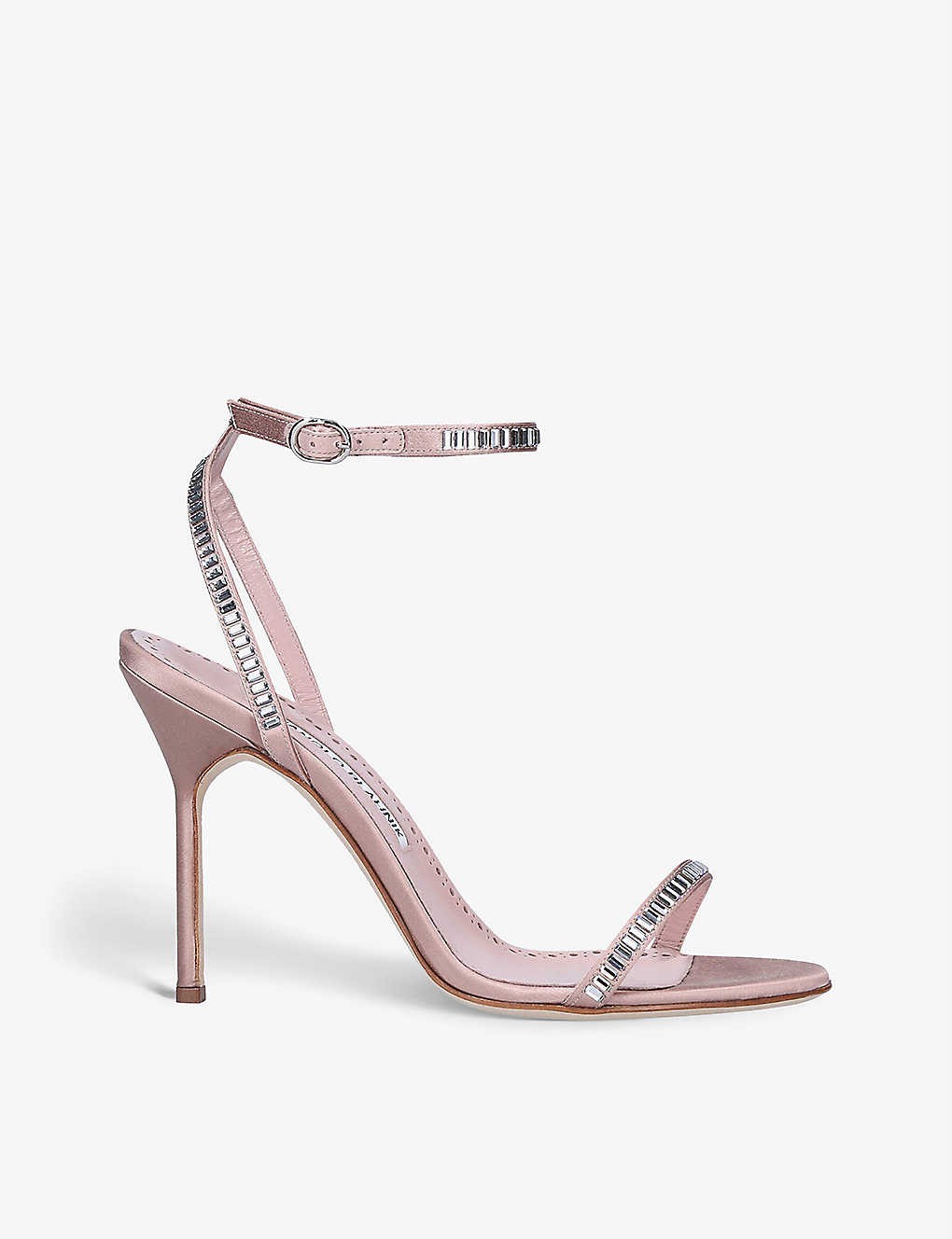 Crinastra crystal-embellished satin heeled sandals